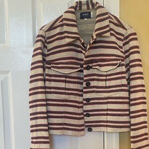 Levi's Made & Crafted woven cream &  Burgundy Striped Button-Front Jean Jacket S